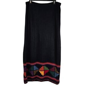 Artesanias Illary Baby Alpaca Maxi Skirt Women's M Black Multi Aztec Western